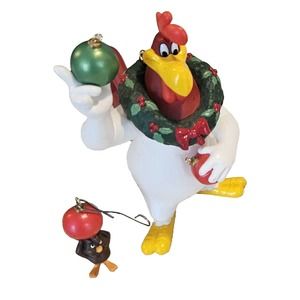 Hallmark Ornament 50 yrs of Looney Tunes Foghorn Leghorn w/ Chicken Hawk Set 2